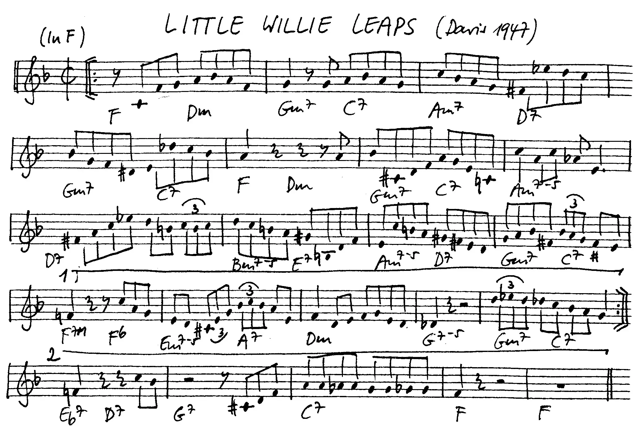 little willie leaps free jazz leadsheet - Courtesy of the Jungle Jazz Band